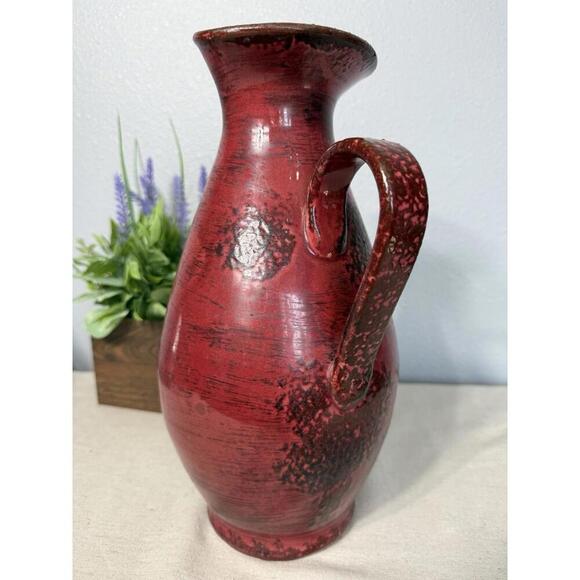 Vintage Sculpture pitcher vase Red 13 inch tall brick red decorative Lava Italy - Picture 2 of 9